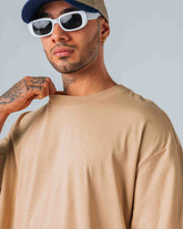 Camiseta oversize hombre básica color arena